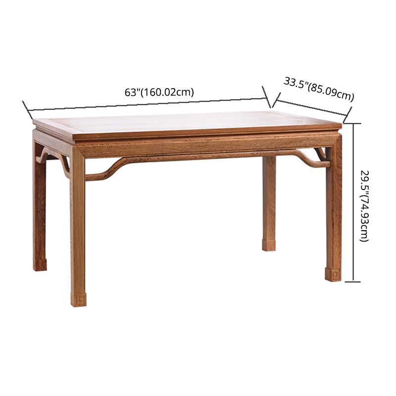 Juego de comedor de madera maciza de estilo tradicional con mesa fija de nogal y 4 patas base para uso en el hogar
