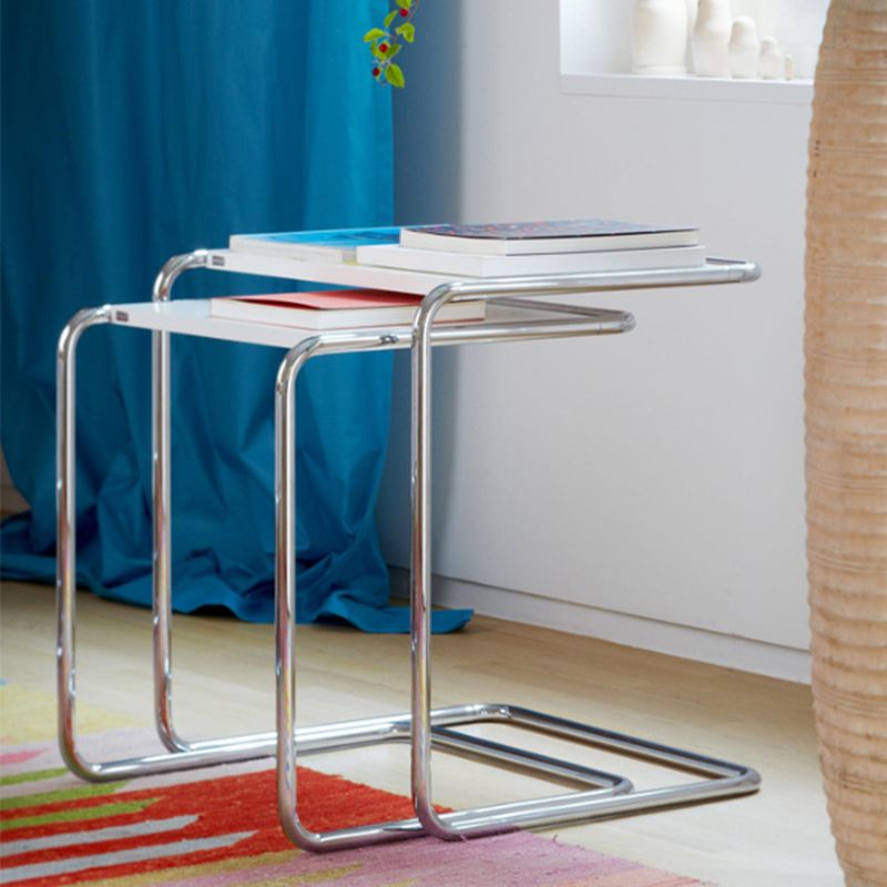 17.7" W Modern C Side Table Rectangular Glass/Wood Top End Table