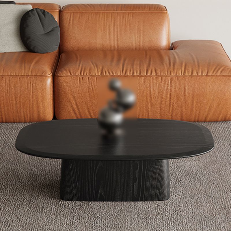Pedestal Coffee Table Black Solid Wood Coffee Cocktail Table