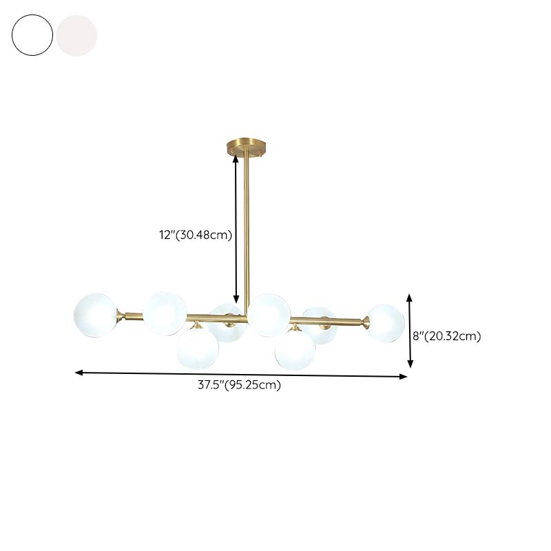 8-Lights Linear Hanging Ceiling Light Modern Glass Hanging Lamp Kit