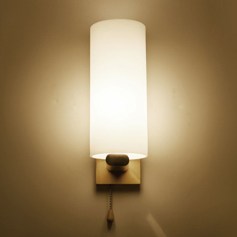 1-Light Wall Sconce Modern Style Wood Wall Lighting for Bedroom