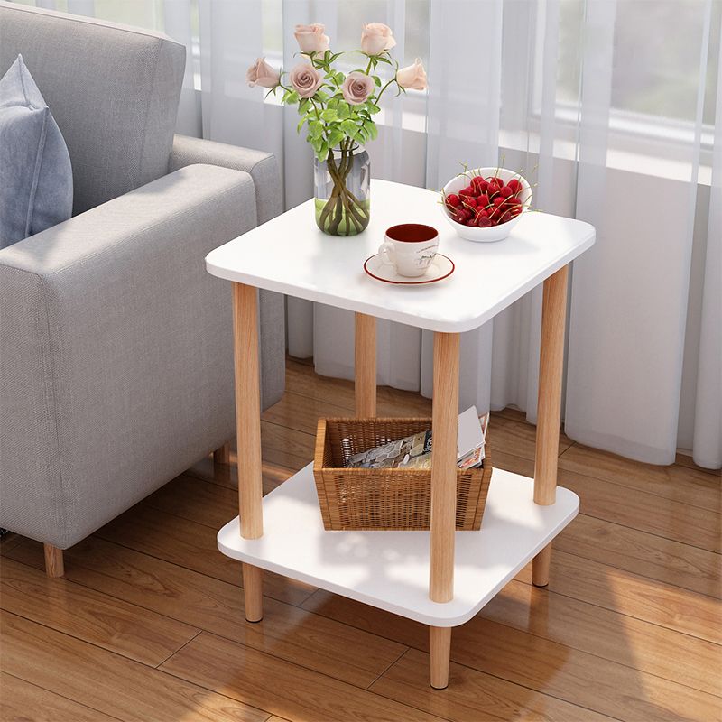 Wood 4 Legs End Table Modern Side End Snack Table for Living Room