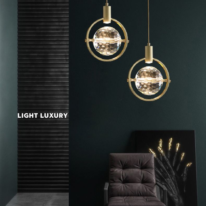 Modern Luxury Style Down Lighting Pendant 1 Light Suspension Pendant with Crystal Shade