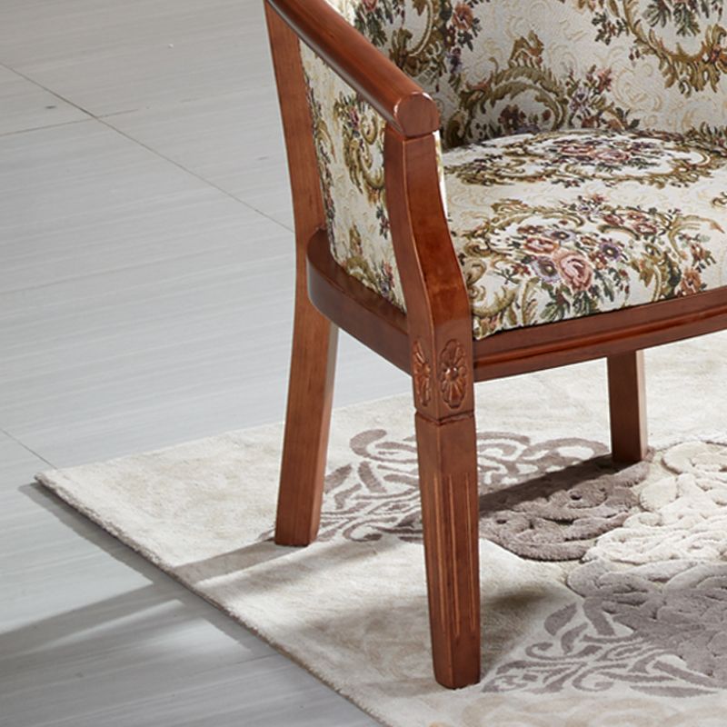 Fabric Arm Chairs Traditional Kitchen Dining Chair with Wood Legs