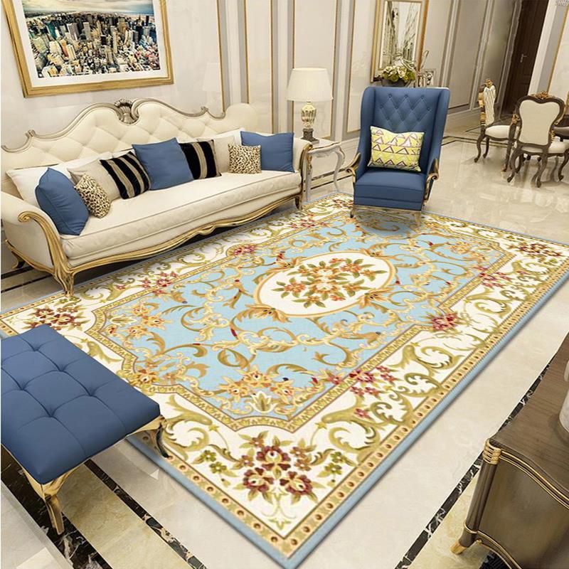 Stijlvolle Europese vloerkleed Bloemprint Polyester Gebied Tapijt Anti-slip Easy Care Tapijt voor Home Decor