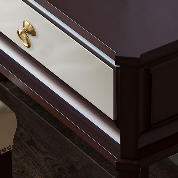 Standing   Brown 2-Drawer Bedroom Solid Wood Makeup Vanity Desk Table
