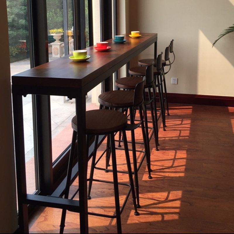 Modern Bar Dining Table Rectangle Bar Solid Wood Table in Brown