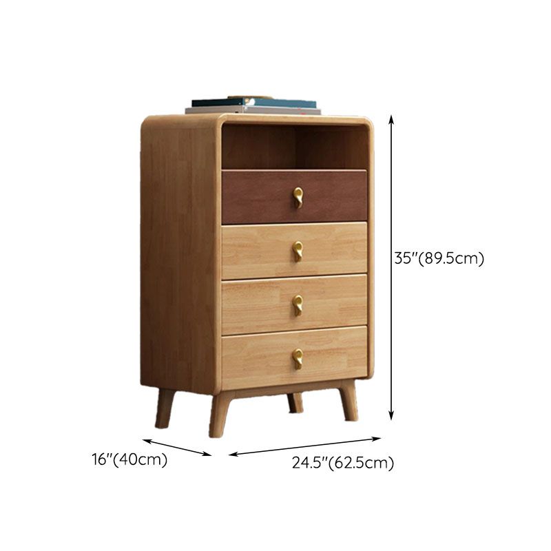 Glam Rubber Wood Storage Chest Bedroom Vertical Chest with Drawers