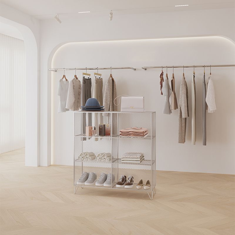 Metal Closed Back Standard Bookshelf Shelves Included Bookcase in Silver