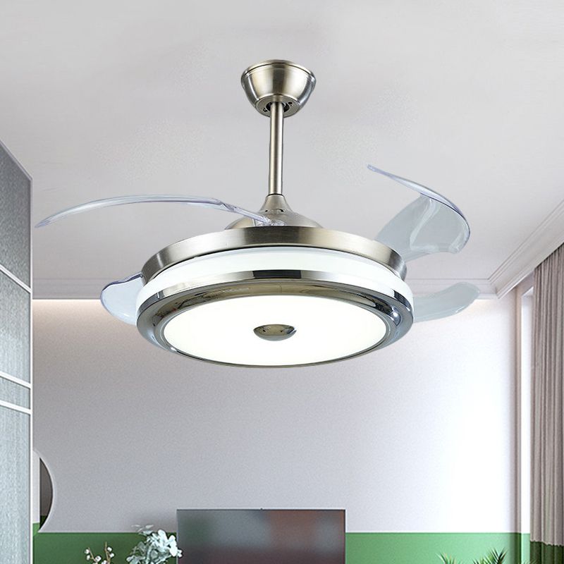 Acrylrunde Hanging Lüfter Lampen -Einfachheit LED Silber Halbmontage Beleuchtung mit 4 Klingen, 42 "Breite