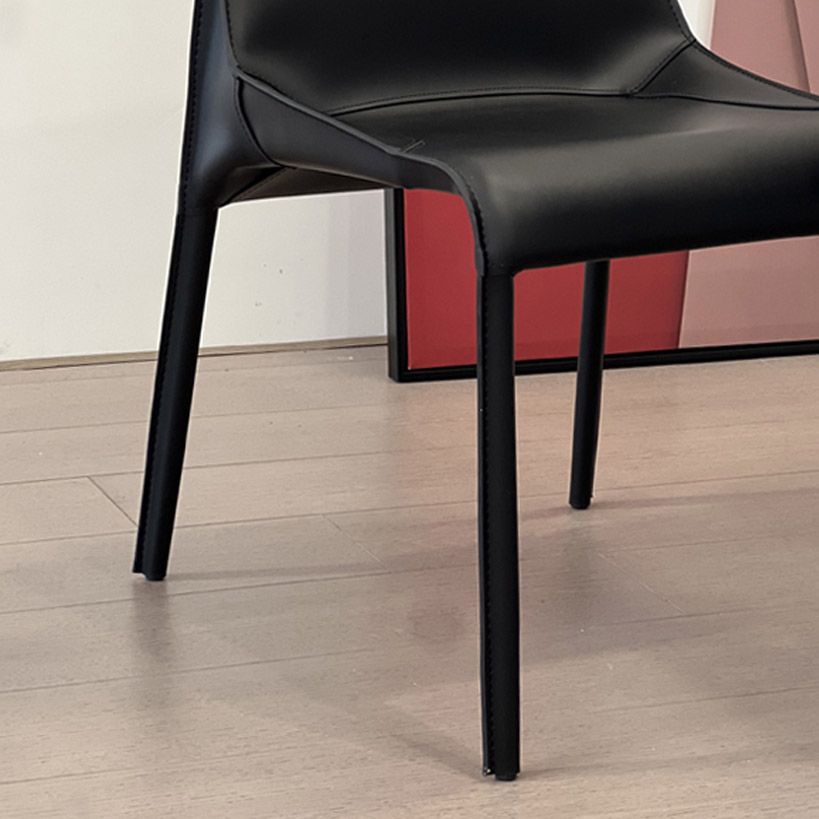 Modern Style Dining Chair Leather Solid Back Side Chair for Dining Room