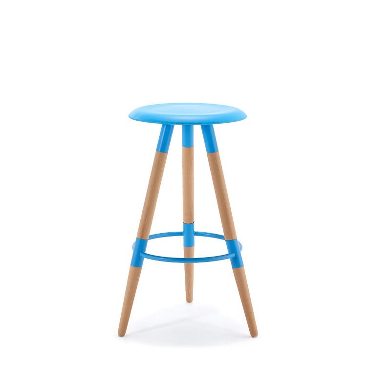 Modern Round Seat Counter Stool Solid Wood Backless Counter-height Stool