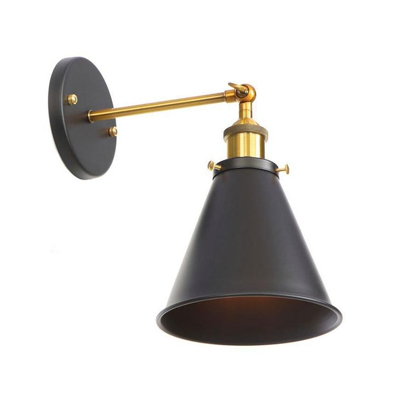 Retro Style Geometric Wall Light Metal Shade Black Wall Sconce for Restaurant