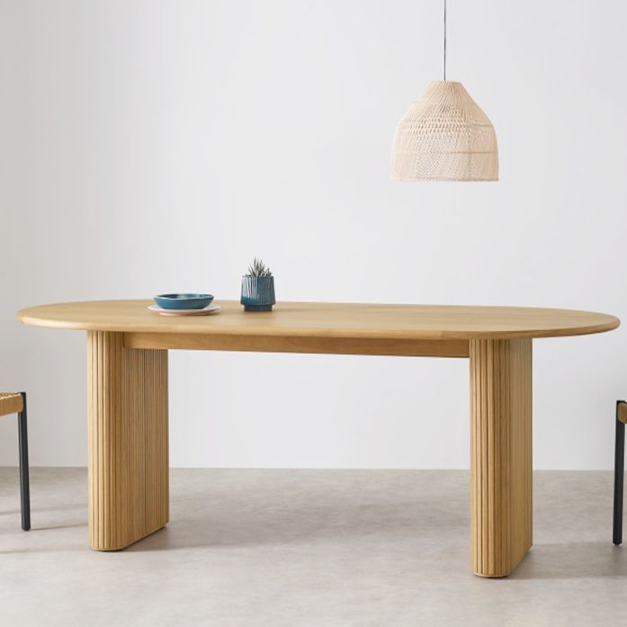 Double Pedestal Furniture Simplicity Style Oval Solid Wood Dining Room Collection