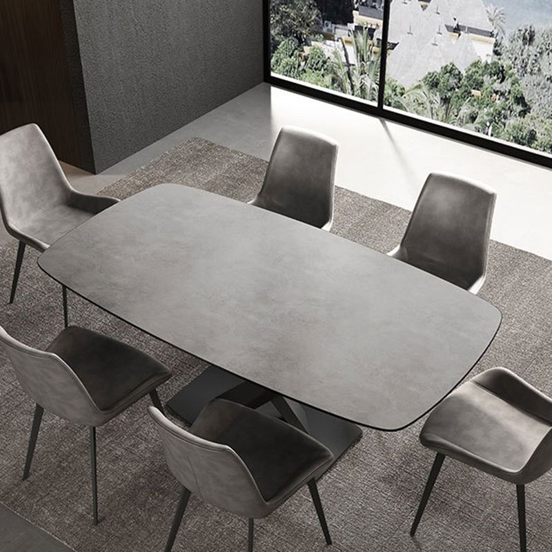 Industrial Style Rectangle Dining Table Sintered Stone Table with Metal Leg for Home