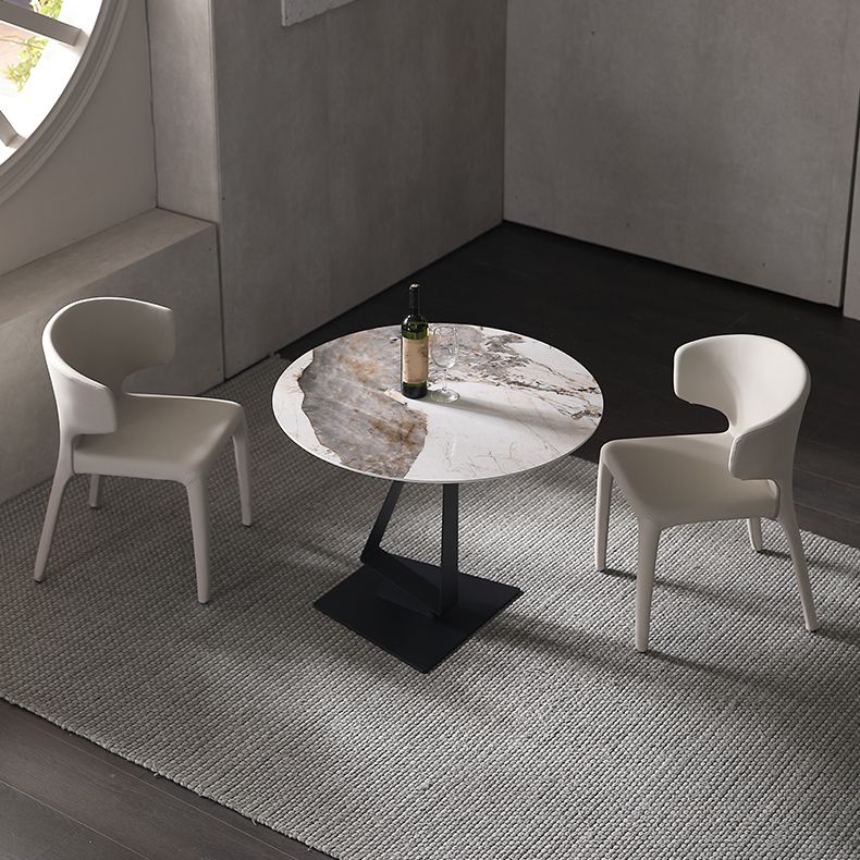 Glossy White Stone Dining Table Set 1/2/3/4 Pieces Modern Dinette Set for Kitchen