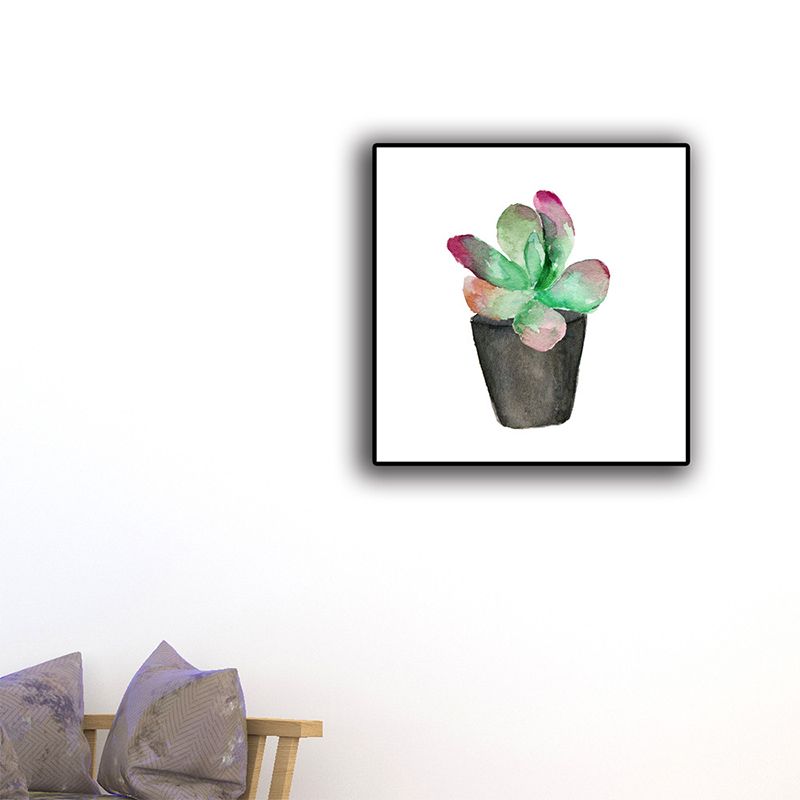 Tropix Succulent Plant Painting Canvas Textured Green Wall Art Print for Living Room