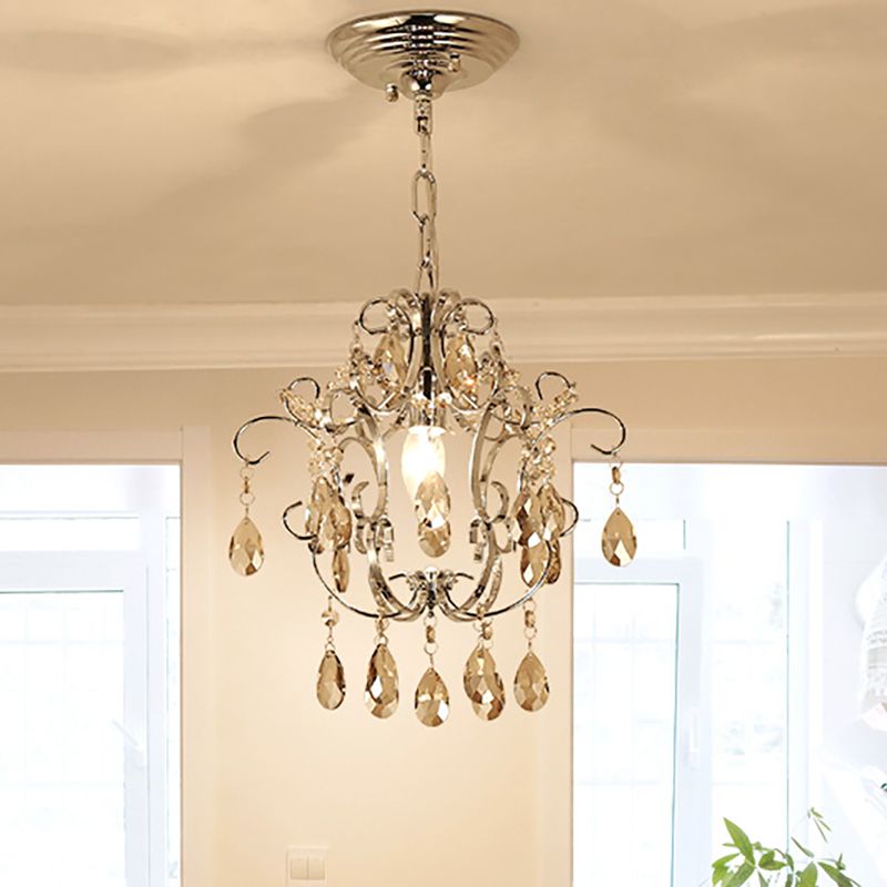 Geometric Pendant Light Crystal Modern 1 Head Ceiling Chandelier with 16" Adjustable Chain in Chrome