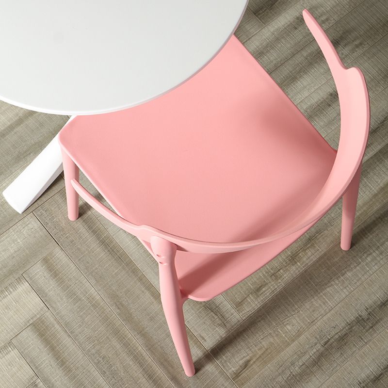 Silla sin brazos de comedor de plástico escandinavo, silla lateral con respaldo abierto