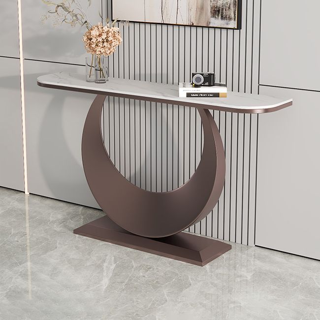 Modern Half Moon Accent Table 31.5-inch Tall Console Table with Shelf