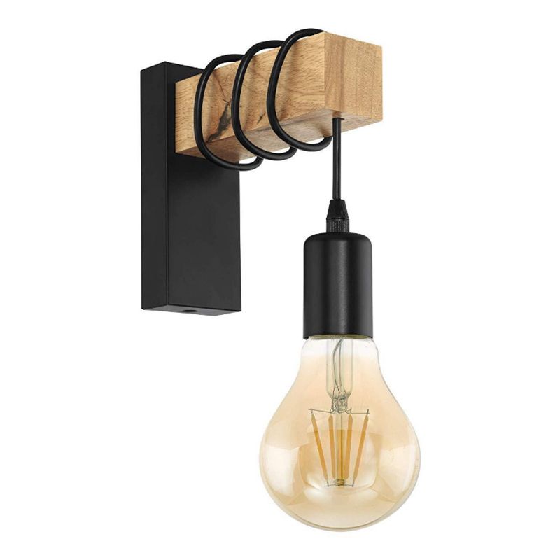 Single Light Open Bulb Design Wall Lamp Modern Style Simplicity Wooden Wall Sconce for Cafe Shop Restaurant