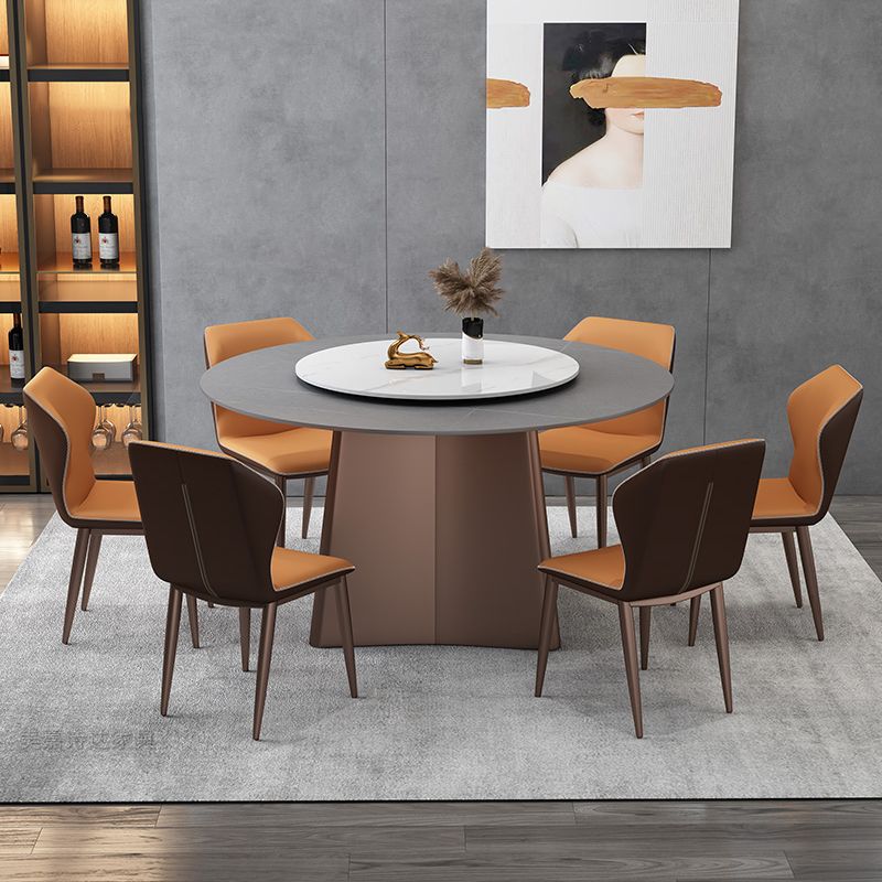 Muebles de la base del pedestal redondo colección de comedor de piedra de estilo de lujo sin platillo giratorio