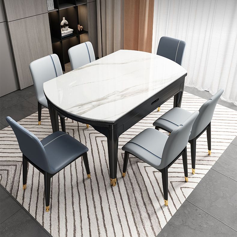 Sintered Stone Extendable Round Table for Restaurant Modern Dining Table with 4 Legs