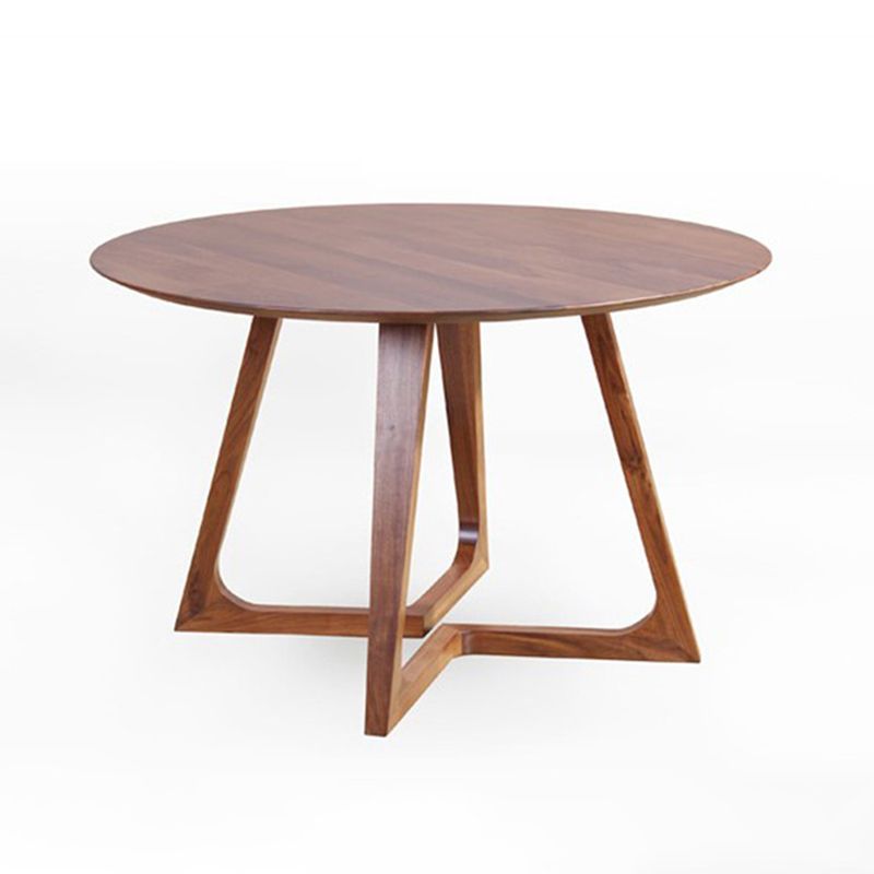 Table à manger ronde à Double piédestal, décontractée, couleur bois, fixe, en bois massif de pin