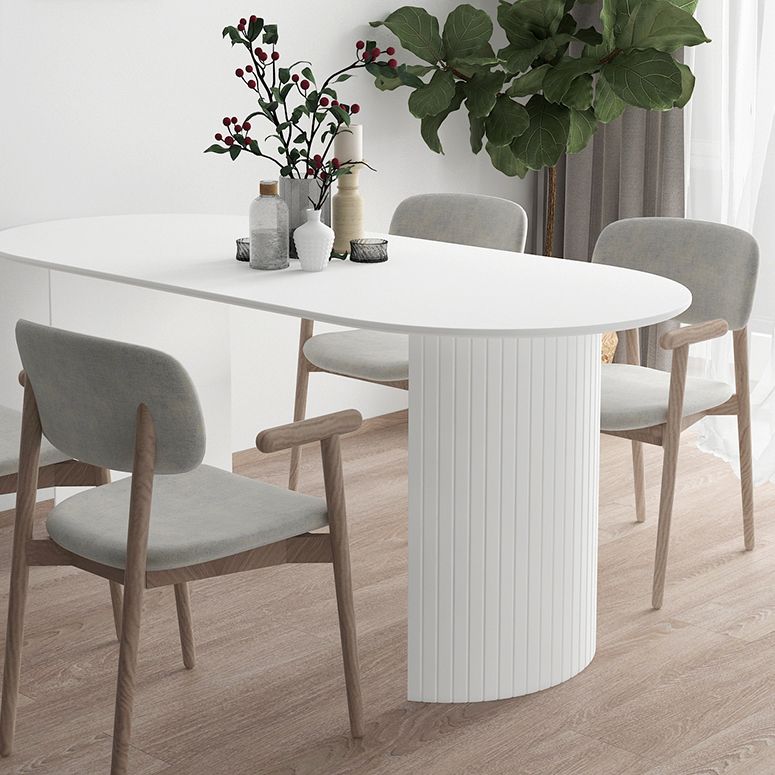 Modern Standard Sintered Stone Dining Table White Dining Table with Double Pedestal Base
