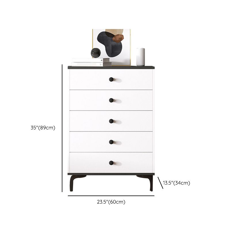 Contemporary Engineered Wood Storage Chest Bedroom Chest in White with Drawers