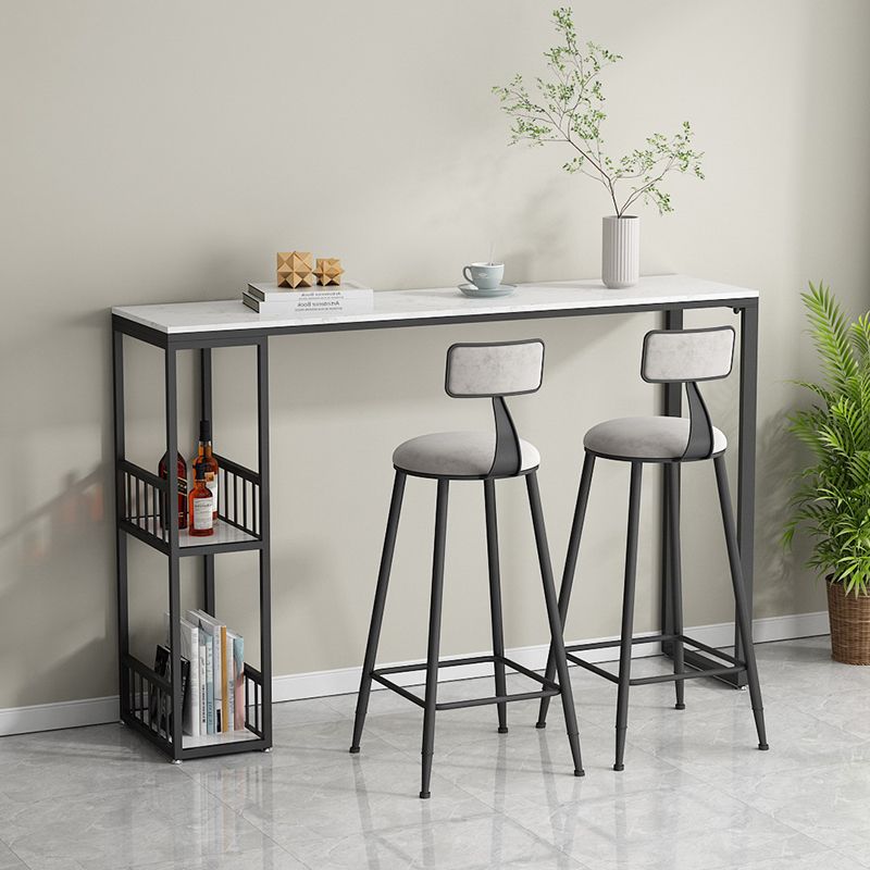 Glam Style 41.3"H Bar Table Marble White Rectangle Top Bistro Table for Living Room