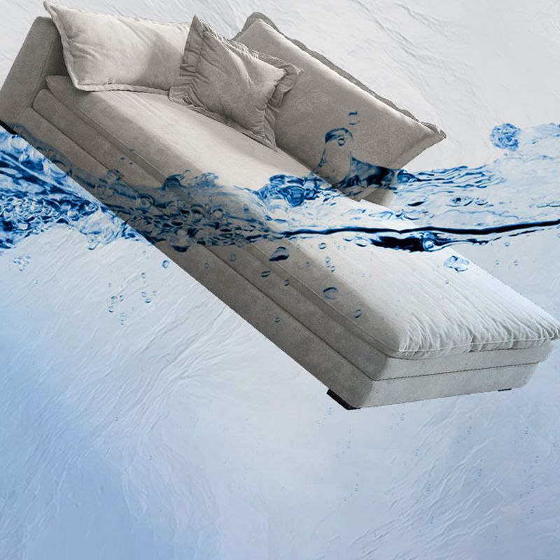 Glam Cushioned Chaise Lounge Recessed Arms Chaise with Three Pillows for Bedroom