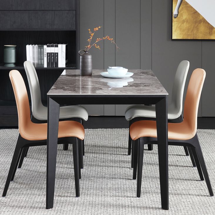 Mesa de tono gris de piedra sinterizada mesa de 4 patas de mediados del siglo para el comedor