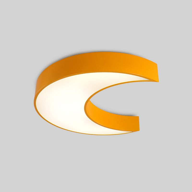 Crescent Moon Bedchamber Flush Lighting Acrylic LED Children Flush Mount Fixture in White/Yellow/Blue