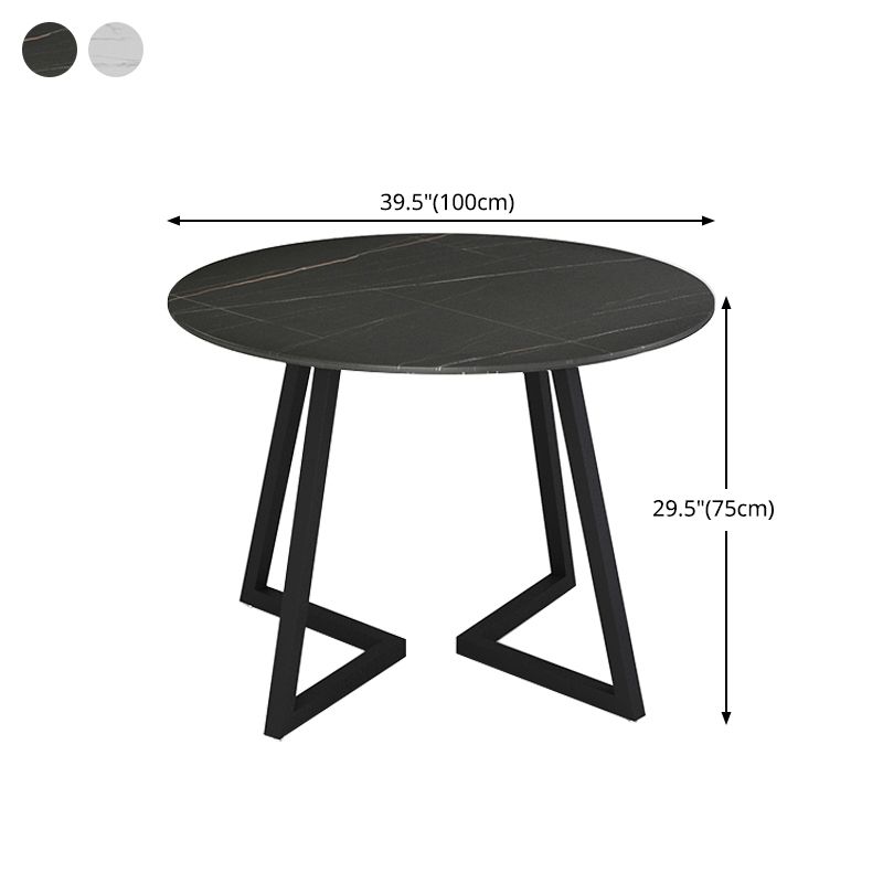 Mesa de comedor de piedra sinterizada Mesa de comedor moderna redonda con marco negro