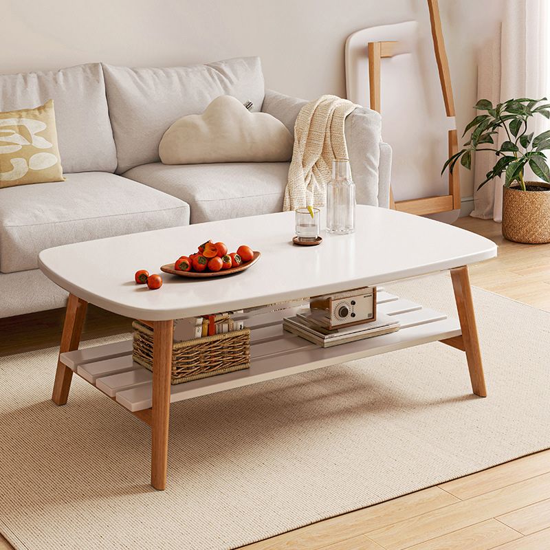 4 Legs Contemporary Coffee Table Standard Wood Single Cocktail Table