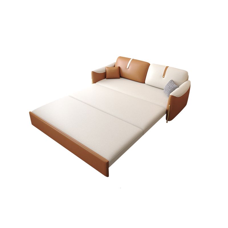 Square Arm Contemporary Faux Leather Stain Resistant Bed Sofa Couch with Pillows