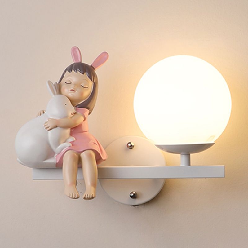 Modern Metal Wall Sconce Ball Shape Wall Light with Glass Shade for Bedroom