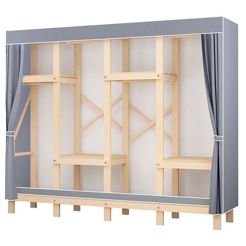 Contemporary Style Wardrobe Solid Wood 1-Door Wardrobe Closet with Cloth Rod