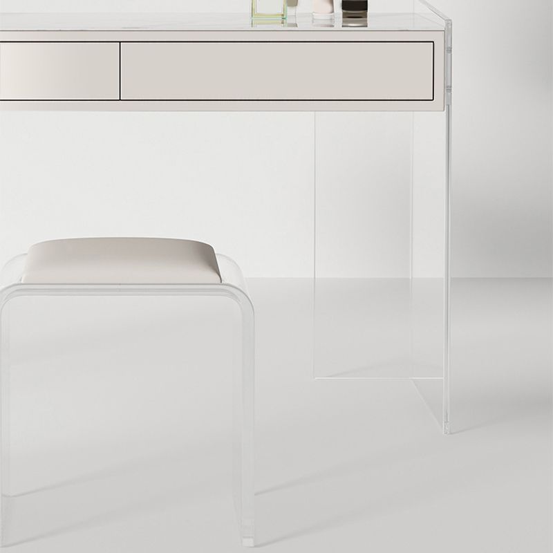 White Make-up Vanity with 2 Drawers and Stool for Bedroom 31.5" High