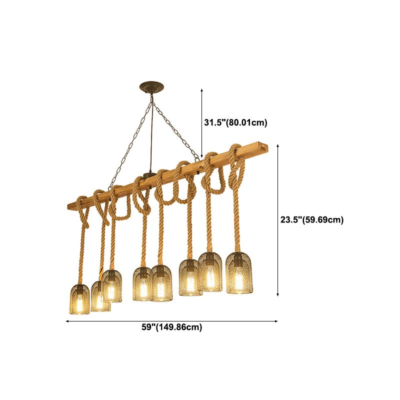 Industrial Wooden Island Light Household Hanging Lighting Fixture