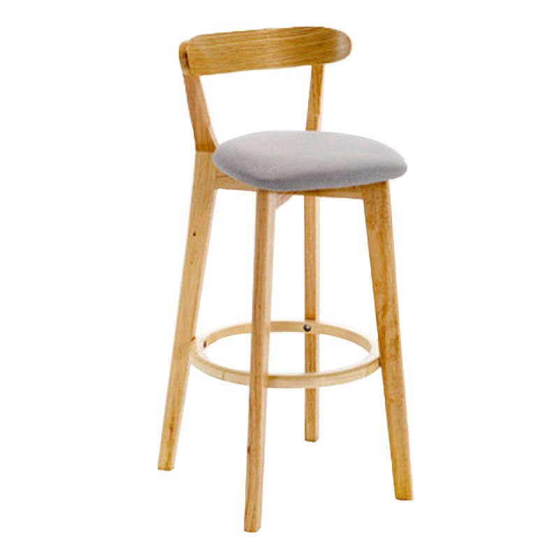 Industrial Backrest Counter Stool Rubber Wood Cafe Bar Stool with Cushion and Pedal