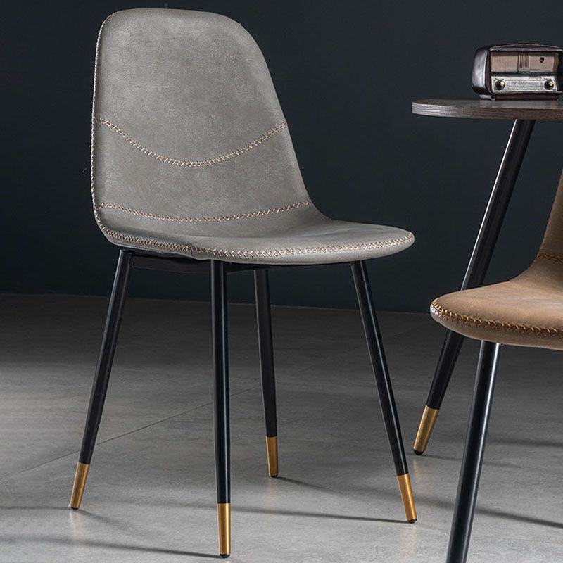Silla de estilo moderno, silla sin brazos con patas de metal para cocina