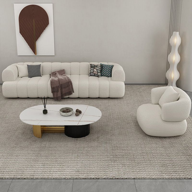 31" Wide Contemporary Sofa Fabric Pillows White Stationary Seating