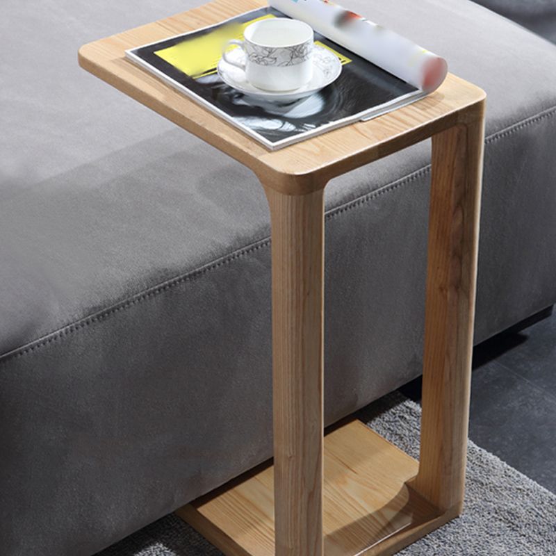 Solid Wood Modern Night Table Open Storage Ash 1-Shelf Bed Nightstand
