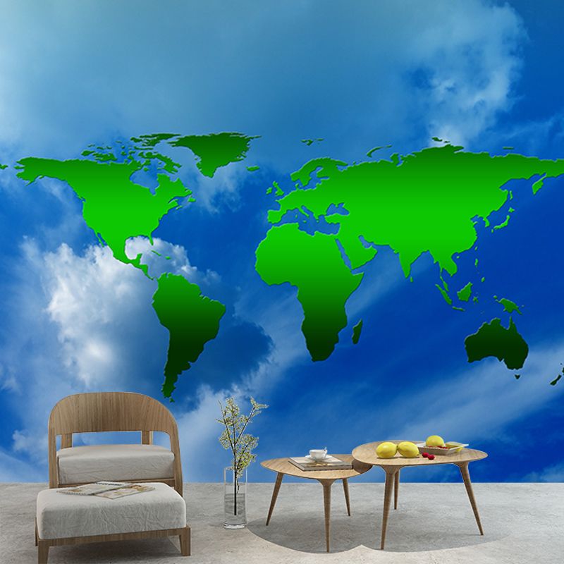 Washable Stain Resistant Wall Mural Wallpaper World Map Sitting Room Wall Mural