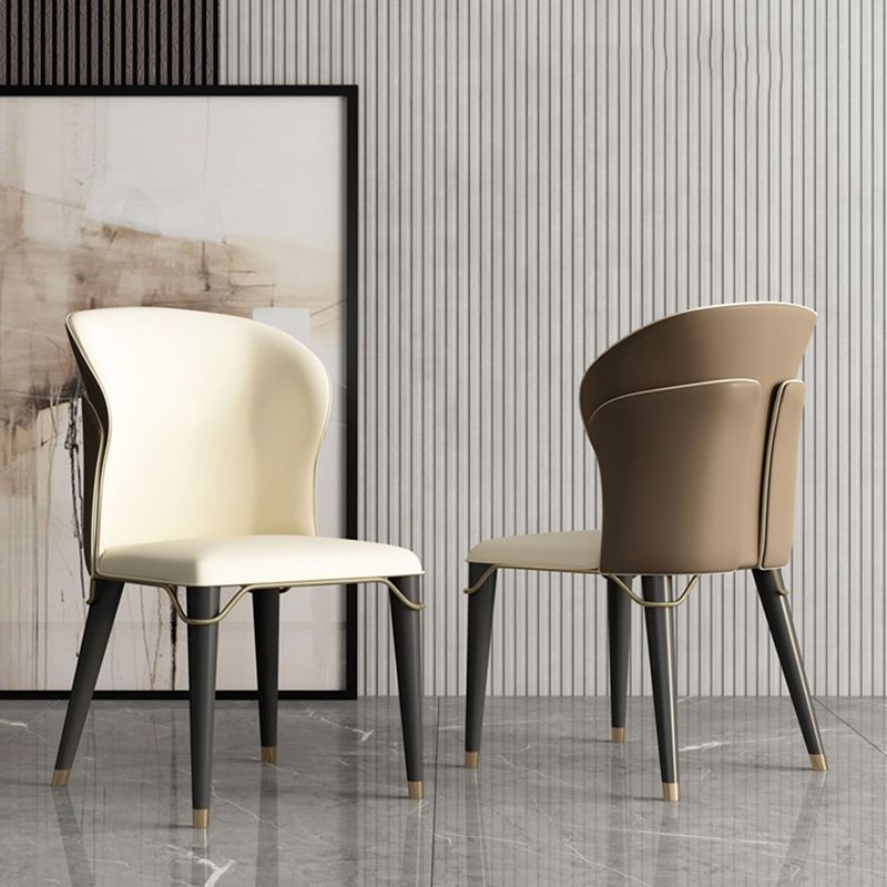 Contemporary Oak Wood Wingback Chair Matte Finish Faux Leather Chair with Black Legs