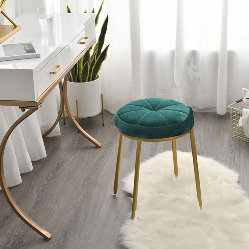 Velvet Upholstered Ottoman Velvet Colored Flower Shape Metal Frame Ottoman