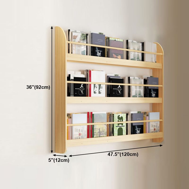 Wood Floating Bookcase Contemporary Style Wall Mounted Book Shelf