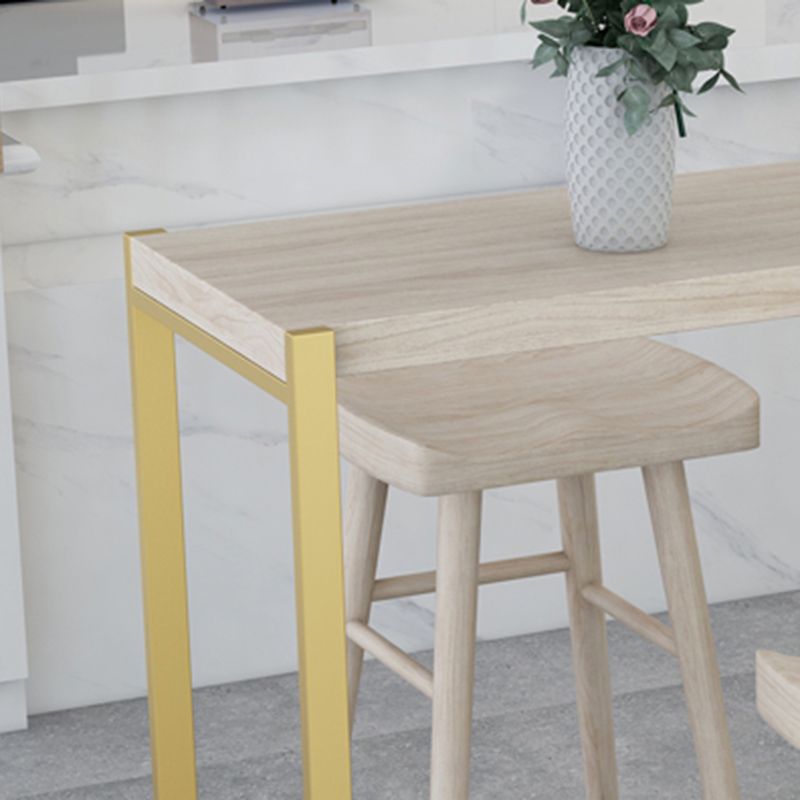 Rectangle Pine Wood Top Bistro Table Modern Pub Table with Metal Base